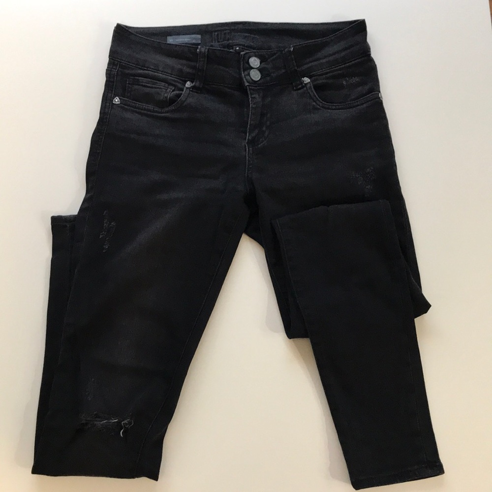 Distressed Kut from the Kloth Black Skinny Jeans